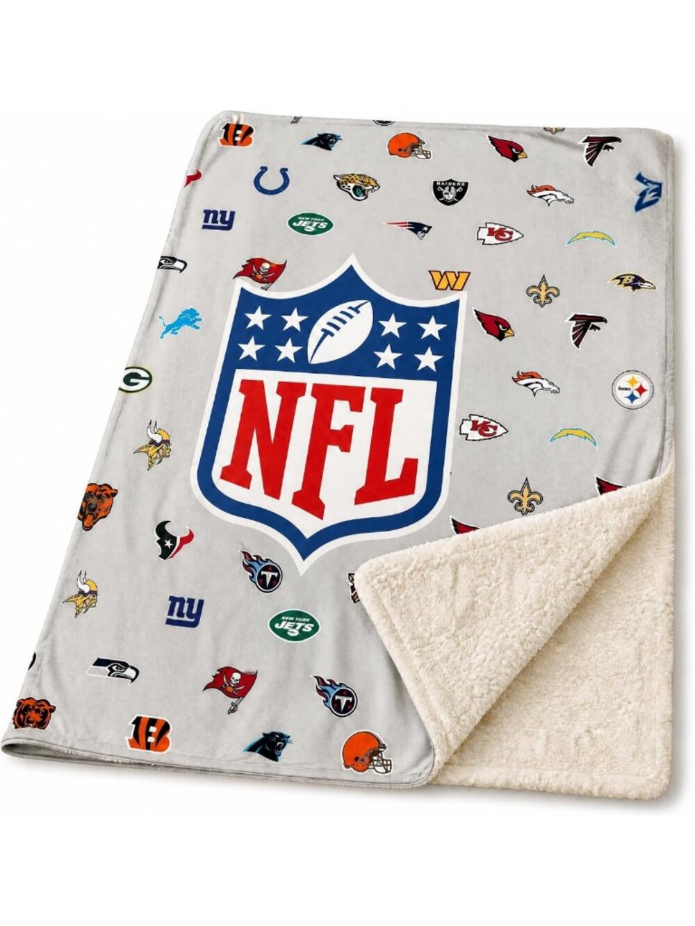 Cozy Sherpa Blanket for NFL Fans - All Team Logos - 50"x60" Soft & Warm